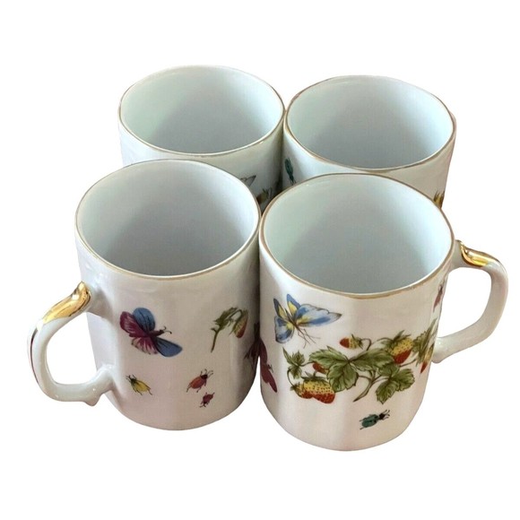 Vtg Ardalt Royal Crown Spring Time Coffee Tea Mugs Cups Set of 4 Japan Butterfly - Picture 4 of 6